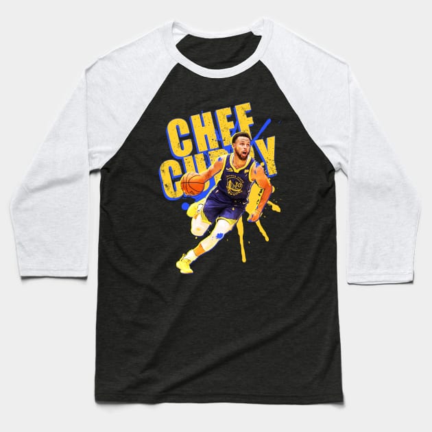 Chef Curry Paint Baseball T-Shirt by RetroVania